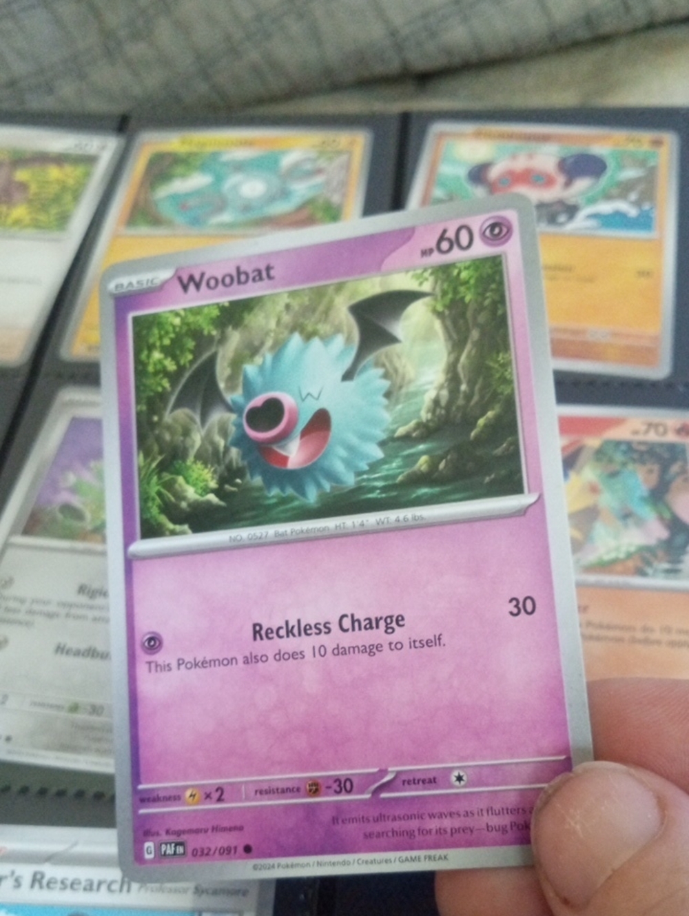 Pokemon Woobat Card - Purple Pink Accent